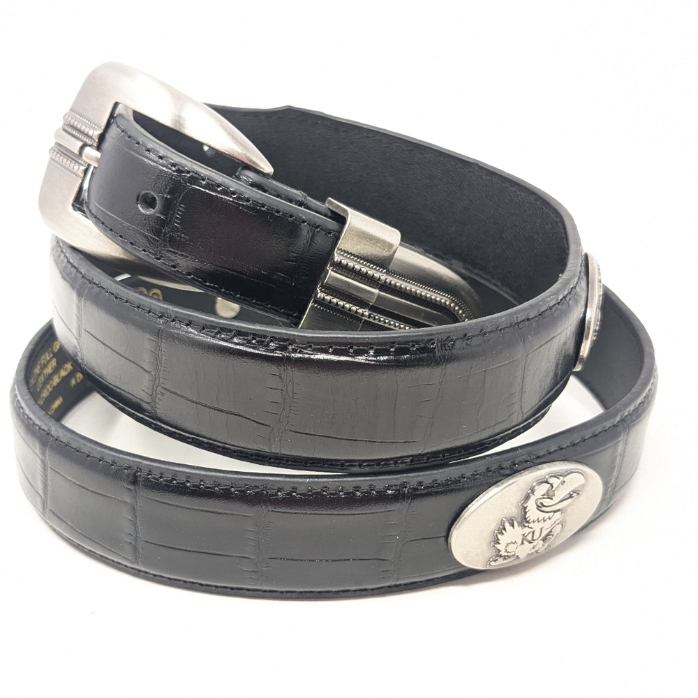 Zep-Pro University Of Kansas KU Jayhawks Concho Black Leather Belt Men's Size 44